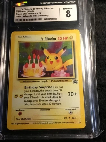 Pokemon Birthday Pikachu Black Star Holo Promo #24 CGC 8