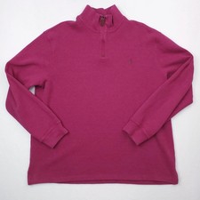 Polo Ralph Lauren Sweater Mens XXL Magenta Quarter Zip Pullover Mock Neck Pony