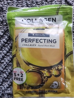 Perfecting COLLAGEN FACIAL SHEET K Beauty Mask 5+2 Free Mask Made in Korea
