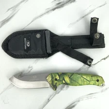 Mossy Oak Gut Hook Hunting Knife Stainless Steel Blade Camo Handle + Sheath