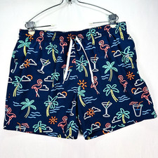 Chubbies Swim Trunks Men 2XL Neon Glades Flamingo Palm Tree Cocktail Shorts 5.5  