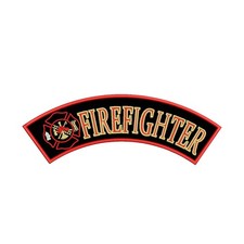 Large 12" FIREFIGHTER Embroidered Rocker Patch - Black & Gold Top Rocker