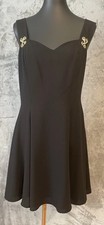 Caren Desiree Company CDC Black Rhinestone VTG 90s Babydoll Mini Dress Size 10