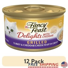 12 Pack Wet Cat Food Grilled Turkey Cheese Feast in Gravy Canned 3oz Each New 8.03 per gallon