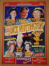 1994-5 Barnsley Panto Flyer.  Richard Norton, Linda Nolan, Stephen Lewis.
