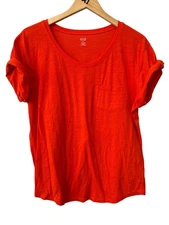 A.n.a A New‎ Approach Pocket Tee Size XL Cuffed Short Sleeve Orange Cotton Shirt
