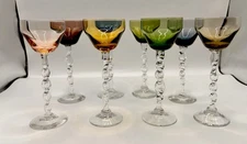 Czech Cordial Liqueur Glasses Twisted Stem Multicolor Set Of 8