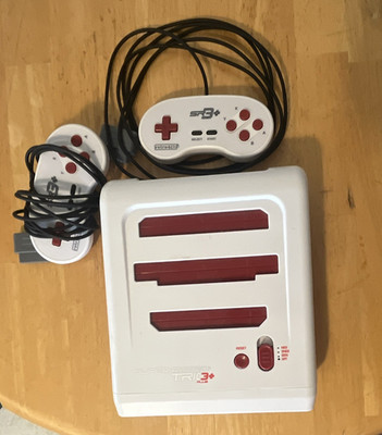 Retro-Bit Super Retro Trio 3+ White/Red Region Free Console w/ 2 Controllers