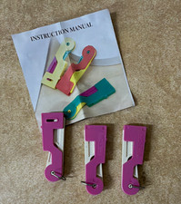 Pink Plastic Needle Threaders Lot of 3 w/ Instruction Manual, Made in China
