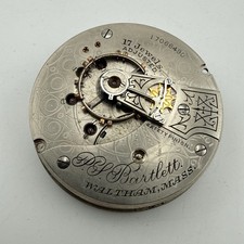 Waltham Watch Co. 17 Jewel Pocket Watch Movement P.S Bartlett Model 1883 18s