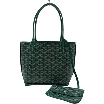 Authentic GOYARD Anjou Mini With Pouch Tote Bag Green PVC