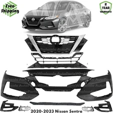 Front Bumper Cover Fascia & Grille Assembly Kit For 2020-2023 Nissan Sentra
