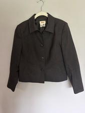 Vintage Talbots Blazer Jacket Size 8 Gray USA Made 90s Minimalism Pure New Wool