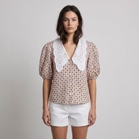 Maje Damen Hemd Mehrfarbig Print 100% Leinen GrößE 36 FR MFPCM00330