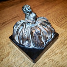 Dama Firmata Anni 30 Ceramica  Lamina Argento Art Deco