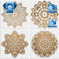 Mandala Schablonen Set 4 StüCk Wiederverwendbar DIY Malerei Vorlage 30X30Cm Deko