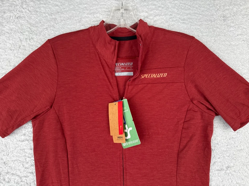 Jersey de ciclismo especializado para mujer pequeño rojo RBX mezcla de lana merino 1/2 cremallera NUEVO Foto 4 de 4