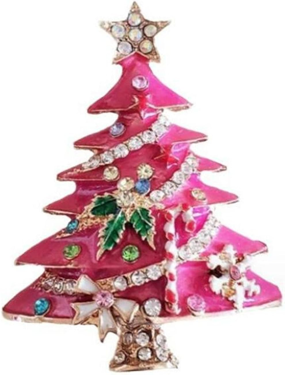 Christmas Brooch Pins For Women – Dainty Rhinestone Snowflake Tree Bell Reindeer Enamel Holiday Pins