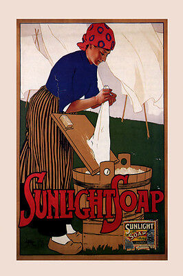 A1 A2 A3 A4 A5 Vintage Art Print Poster Sunlight Soap Wash The Clothes