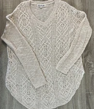 Olive and Oak Ivory Open Knit Pullover Sweater, Women's Sz S. Saco Cerrado S