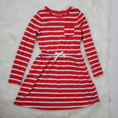 AMAZON ESSENTIALS long sleeve red stripped dress size 8 | eBay