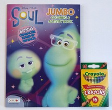New 2pc Set Disney Soul Jumbo Coloring  Activity Book  16 Crayons