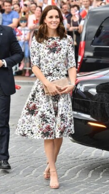 erdem fit and flare dress Floral Print Textured Satin Cloud Midi Dress main image 1