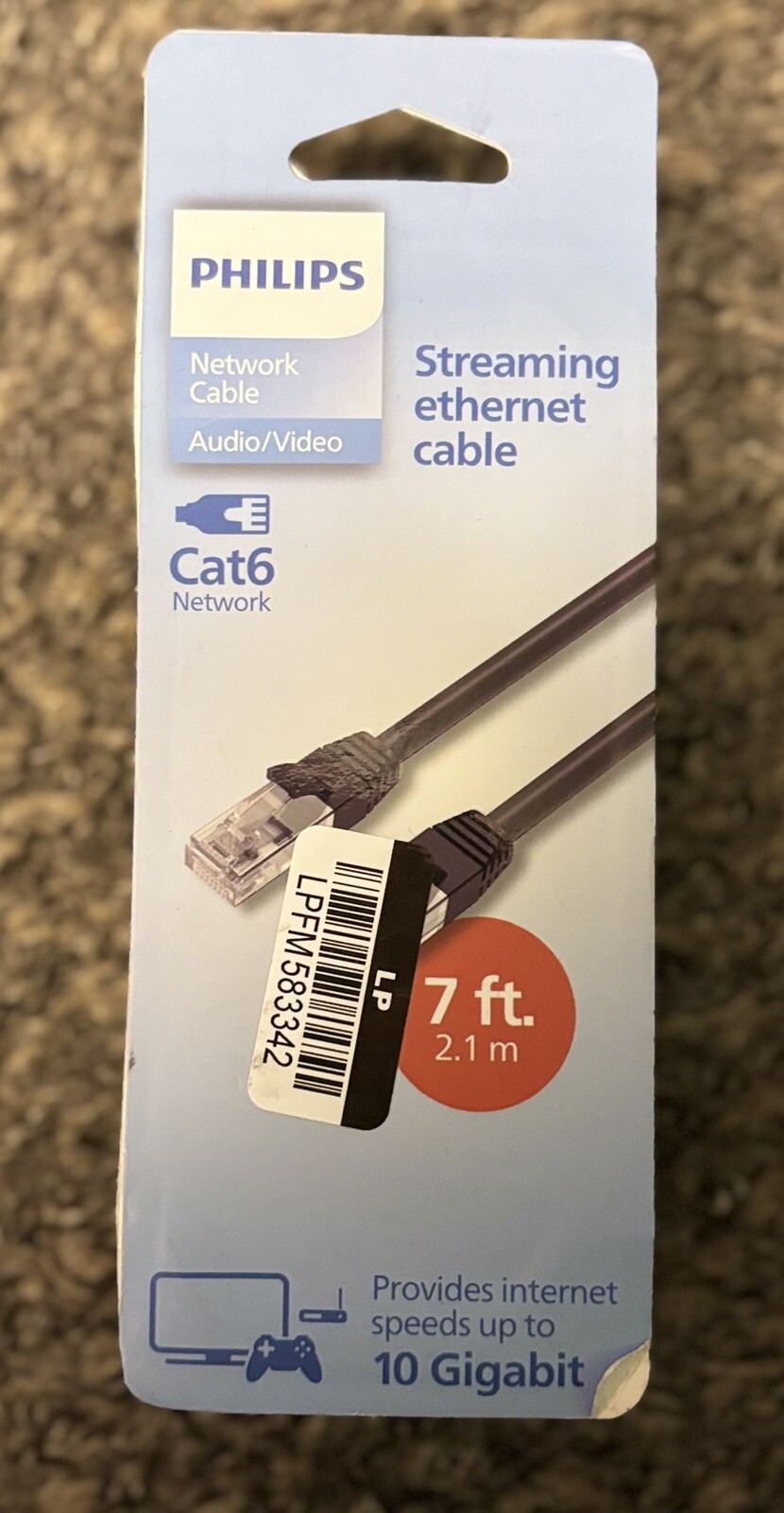 Philips Network Cable Streaming Ethernet Cable Audio/Video Cat6 Network 7ft-image
