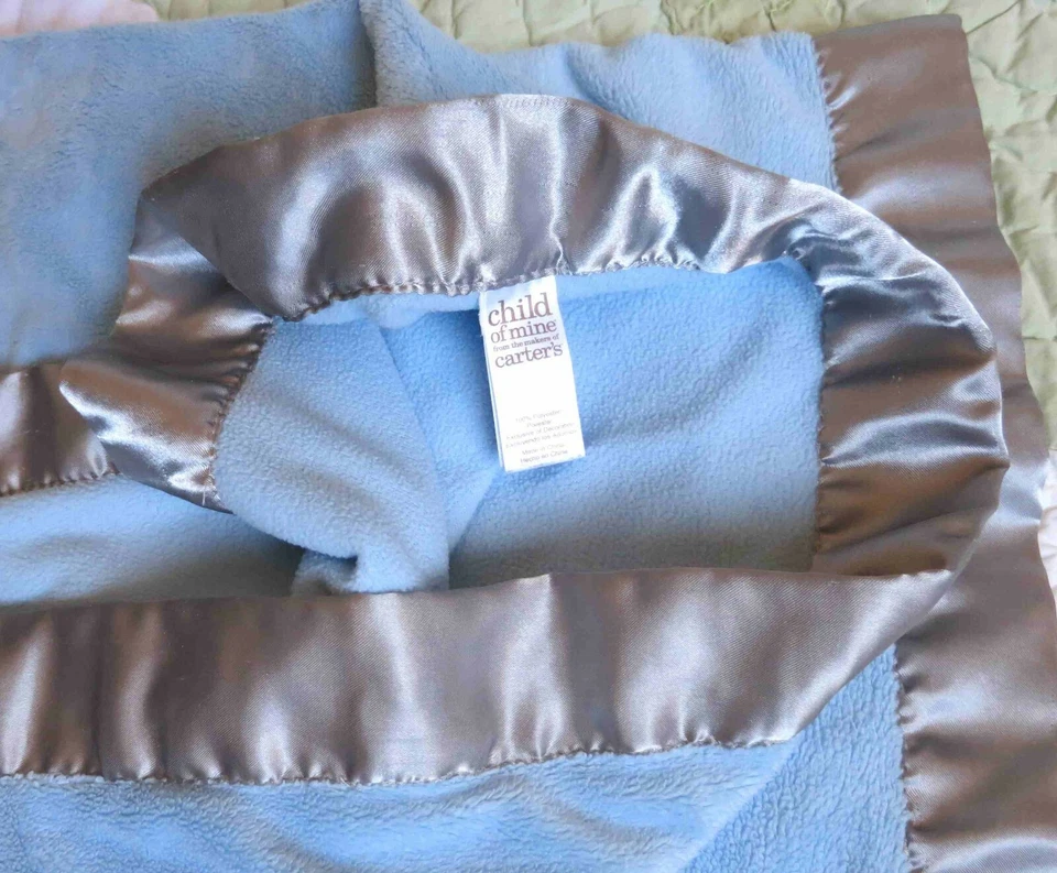 Child of Mine Blue On the Go Monkey carro estrela pelúcia com cobertor de cetim bebê menino em excelente estado usado - Imagem 4 de 4