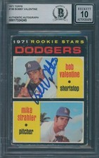 1971 Topps #188 Bobby Valentine Signed Rookie Card Beckett Authentic Auto 10 BAS