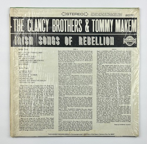 The Clancy Brothers & Tommy Makem - Iris Songs Of Rebellion 1969 LP Shrink Open - Picture 3 of 10
