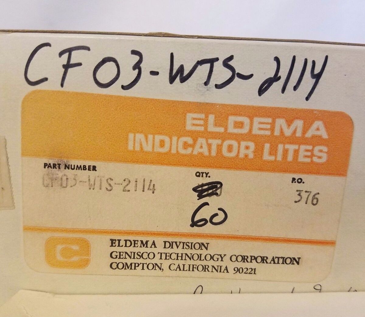 Lot 10 Eldema CF03-WTS-2114 Indicator C-Lites Cartridge Lot 10 Eldema CF03-WTS-2114 Indicator C-Lites Cartridge