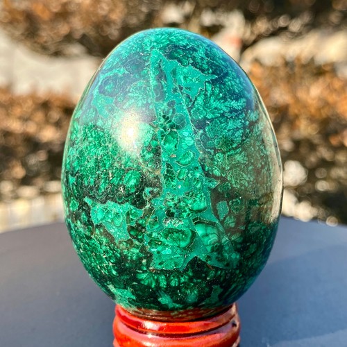 317G Top natural malachite quartz hand carved egg crystal Reiki decoration - - 第 3/22 張圖片