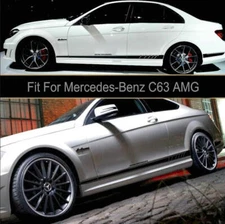 2 PCS Vinyl Car Stickers Decal For Mercedes-Benz C63 AMG W204 Side Skirt Stripes