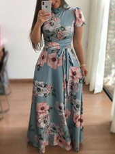 Women's Boho Floral Strappy Maxi Dress Lady Summer Holiday Party Evening Dresses