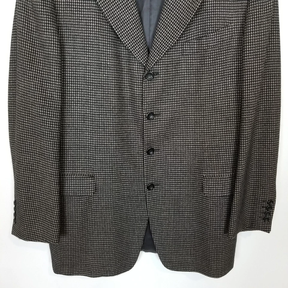 Мужской шерстяной шелковый блейзер Canali Proposta размер США 44 L с принтом на пуговицах коричневый Италия - Изображение 3 из 4