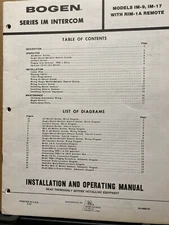 Bogen Owner Operation Manual IM 9 17 Intercom System RIM-1A ~ Schematic Service