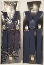 2 packs of navy blue men lady girl suspenders clip on Y adjustable