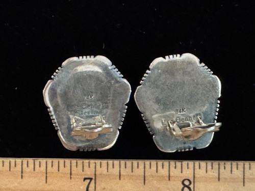 Vintage 14K Gold and Sterling Silver Clip Earrings by Lee Bennett Rare - Picture 8 of 10