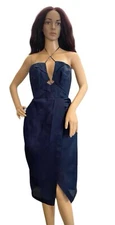 Zimmerman Diamond Tuck Silk Dress(0) Navy