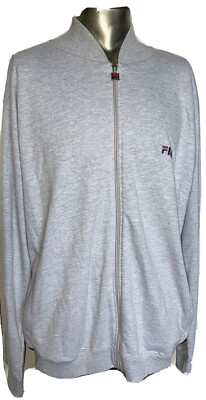 Fila Logo Gray Fleece Full Zip Jacket Men Sz Large Tall New With