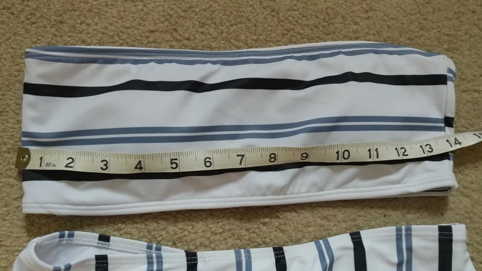 Castaways strapless bikini swimsuit blue and white striped women's size med NWOT - Image 4 of 4