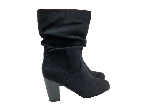 Style Co Women Mid-Shaft Block Heel Dress Boots Black Suede 9M (lot539) - Picture 2 of 12