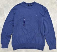 NWT Izod Crew Neck Long Sleeve Soft Sweater Mens Large Blue