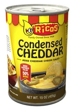 New (4 pack) Ricos® Condensed Aged Cheddar Cheese Sauce, 15 oz Can, Shelf-Stable