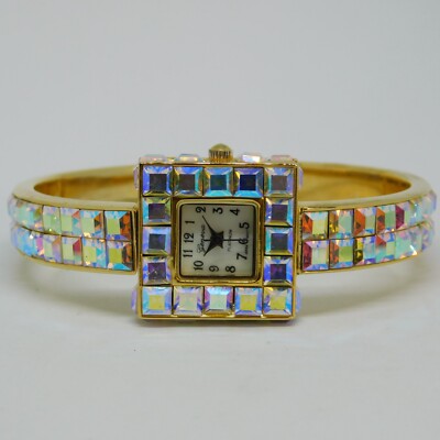 Geneva Platinum Crystals Inlay Quartz Analog Women's Watch Sz.6 1/2'' New Battery
