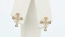 14K Yellow or White Gold Cubic Zirconia Cross Earrings