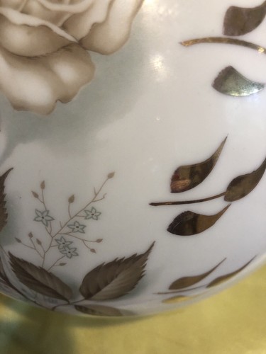 Vintage Hurricane Glass Globe Shade Lampshade White Rose & Gold Leaf 9.5" Tall - Picture 15 of 16