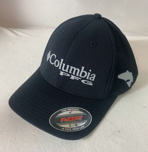 Columbia PFG Hat Cap Size S/M flex Stretch Fitted Black Fishing Fish