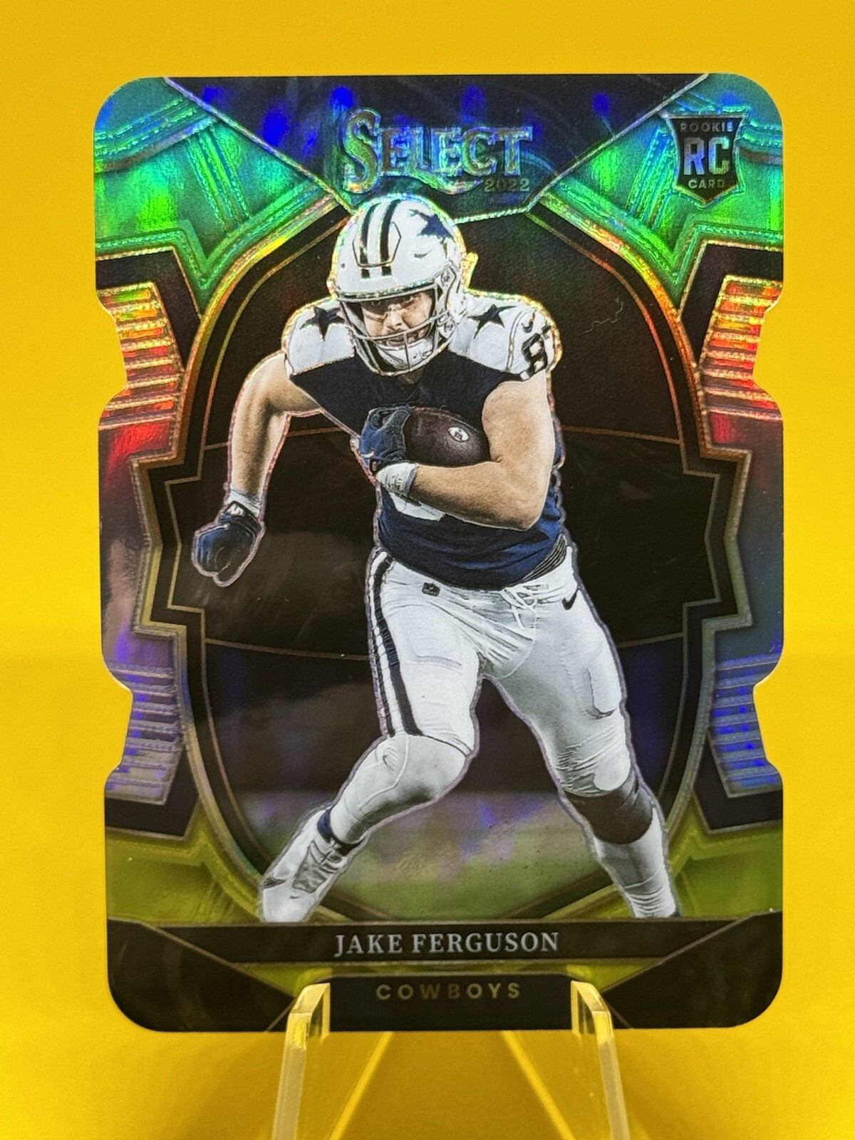 2022 Select Jake Ferguson Concourse Green Yellow Prizm Die-Cut #87 RC Cowboys